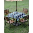 thumbnail image 5 of Square Outdoor Tablecloth with Umbrella Hole Blue Green Striped Outside Table Cloth Waterproof Patio Table Cover Colorful Abstract Vertical Lines Art Zipper Tablecloths for Picnic Camping 60x60 Inch, 5 of 8