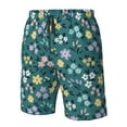 thumbnail image 6 of Uemuo Floral Pattern Men's Swim Trunks Hawaiian Beach Bathing Suit Swimsuits Beach Quick-Dry Shorts with Pockets-Large, 6 of 9