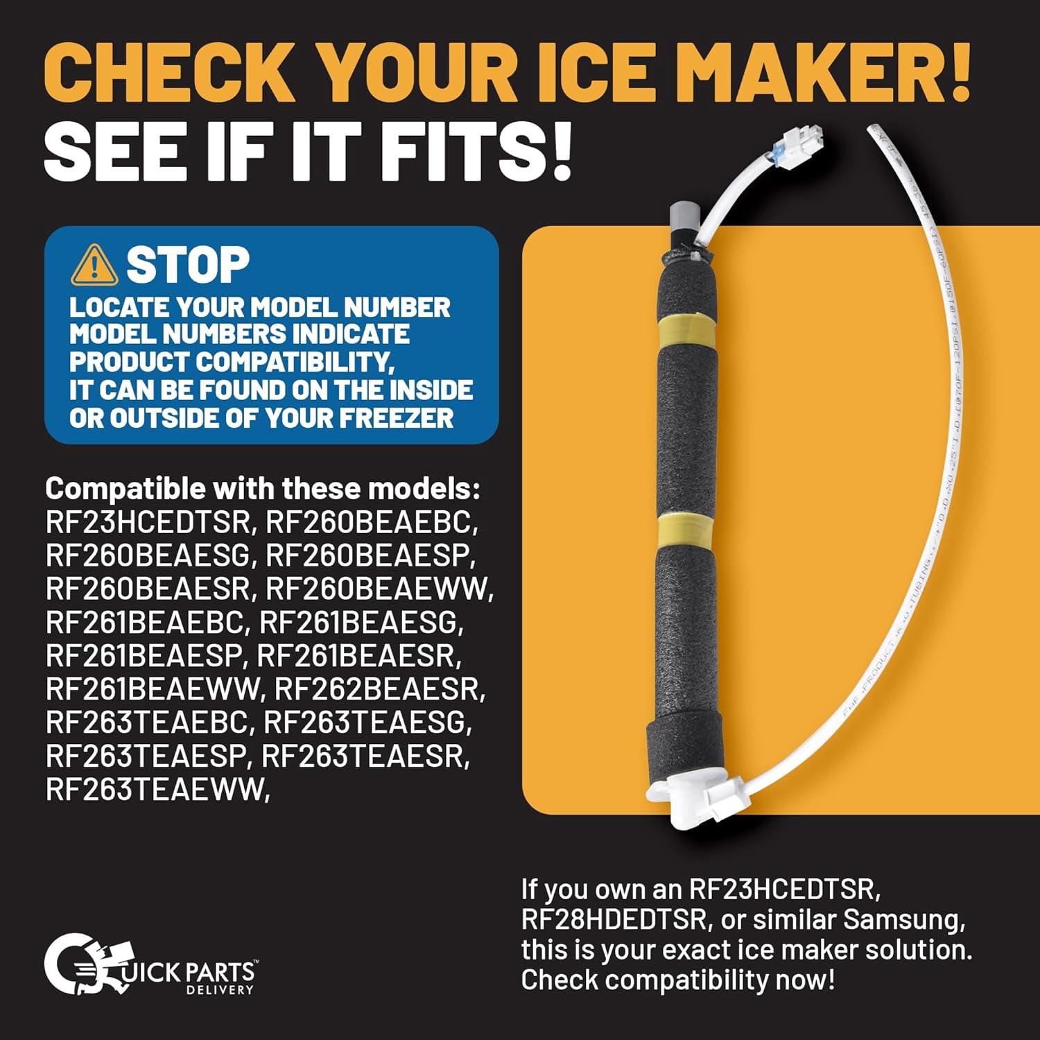 QPD Refrigerator Ice Maker Fill Tube Heater DA97-00209Z, Replacement for Samsung Refrigerators