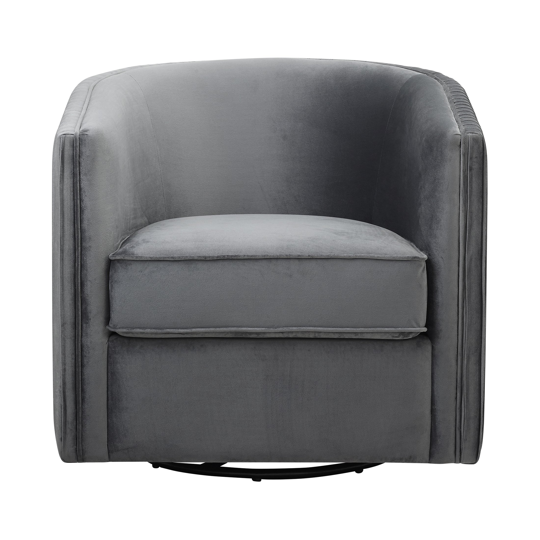 OakvillePark Osprey Velvet Fabric Upholstered Swivel Barrel Chair, Gray