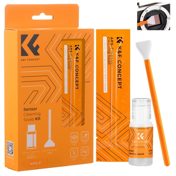 K&F Concept Sensor Cleaning Swab 16mm APS-C 10 pcs   20ml Sensor Cleaner, for Reflex and Mirrorless Digital Camera CCD and CMOS Sensors