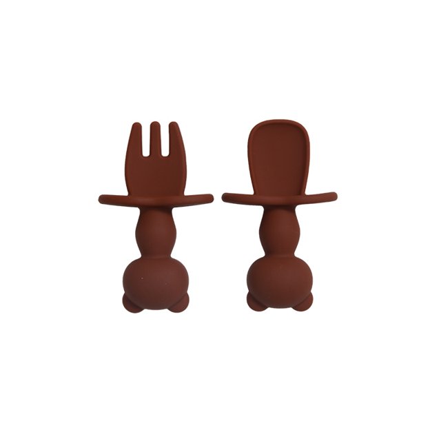 Make Mealtime Fun with Our 2pcs Panda Training Fork Spoon Set - Soft Silicone, BPA Free, Easy to Hold, Perfect for Infant Feeding and Learning Tableware