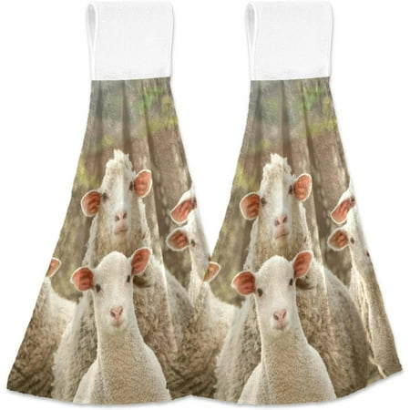 

Bestwell Hanging Kitchen Towel 12 x 17 Sheep Group Towel Set 2 Pieces of Dry Towels for Kitchen Bathroom Laundry Room Table