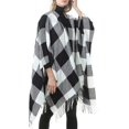 thumbnail image 4 of Poncho tipo capa abierto con frente cálido para mujer, chales con bloques de color, cárdigan de invierno, ponchos estampados para mujer, 4 of 5