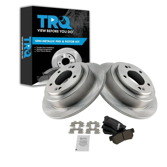 TRQ Rear Brake Pad & Rotor Kit Brake Pads Brake Rotor Semi-Metallic Fits Select 2004-2006 Kia Amanti