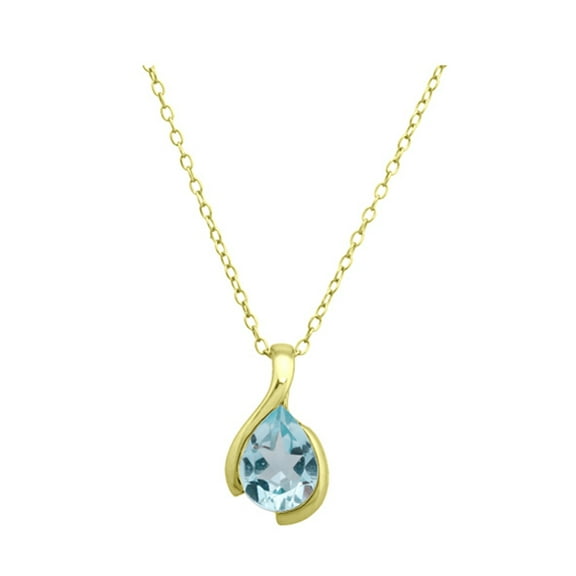 Gold Plated Over Sterling Silver Blue Topaz Pendant