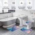 thumbnail image 6 of Pink Blue Marble Bathroom Rugs Set Abstract Marble Stone Texture Modern Style Non Slip Absorbent Soft Bath Mats 3 Piece Set with Bathroom Rug, U-Shaped Floor Mat, Toilet Seat Cover Small Size, 6 of 9