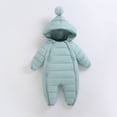 thumbnail image 1 of Infant Baby Winter Snowsuit Toddler Hoodied Double Zipper Romper Jumpsuit Down Coat Winter Clothes for Boys Girls（0-24 Months）,Green,0-6 Months, 1 of 5