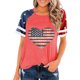 thumbnail image 1 of Top Plisado Gradiente de las Mujeres, Cuello de la Tripulación Manga Corta Blusa Suelta para el Hogar Y el Uso Diario, Ligera Túnica de Moda Casual, 1 of 2