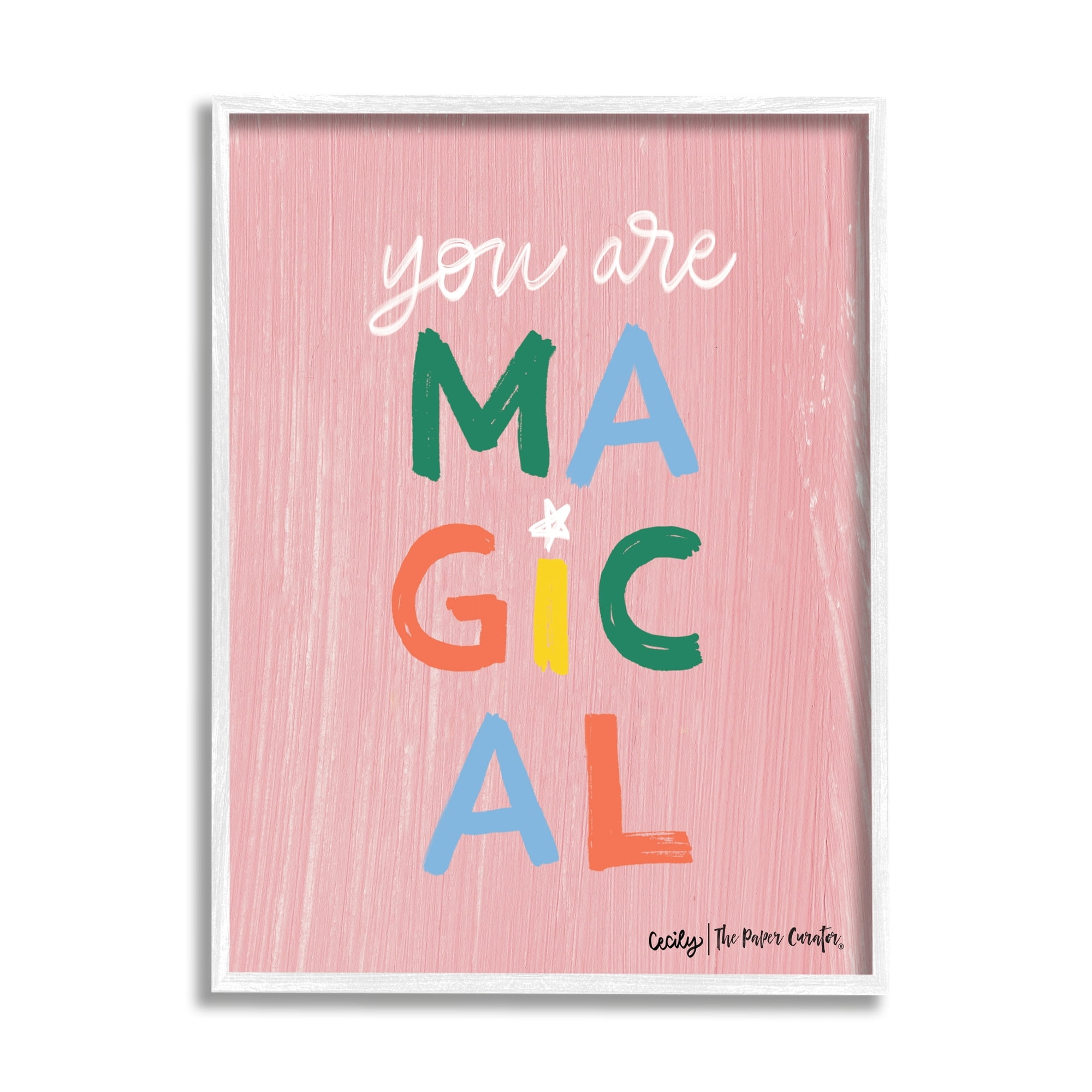 Stupell Industries You Are Magical Rainbow Letters Whimsical Paint Strokes Graphic Art White Framed Art Print Wall Art, Design by Cecily Moore