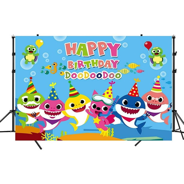 Suministros y decoraciones para fiestas de cumpleaños de tiburón, telón de fondo para fotos de 5 x 3 pies para niño y niña, fiesta de bienvenida al bebé, decoración de pared del dormitorio para niños Zhivalor OTTO-ZYS-0046