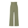 thumbnail image 4 of Amtdh Women's Solid Color Cotton Linen Pants Long Palazzo Pants Lightweight Pants LadyBeach Lounge Trousers Going out Pants Flowy Work Casual Comfy Jogging Army Green XXL, 4 of 5