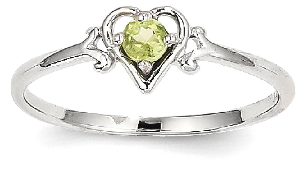 ICE CARATS 14kt White Gold Green Peridot Birthstone Heart Band Ring Size 7.00 S love August Style Fine Jewelry Ideal... by IceCarats Designer Jewelry Gift USA