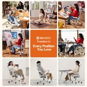 Sihoo B100 Ergonomic Office Chair, Task Chair with Dual Back Support, 2D Wide Headrest for Teenager, Mesh High Back Executive Chair for Home Office, White