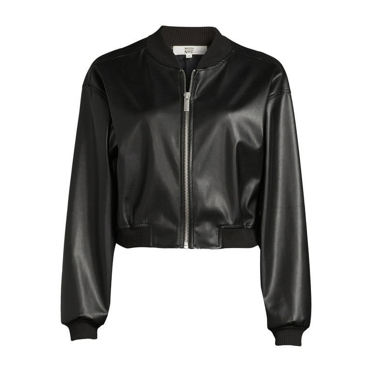 Madden NYC Women's Faux Leather Bomber Jacket, Sizes XS-XXXL Madden NYC Women's Faux Leather Bomber Jacket, Sizes XS-XXXL