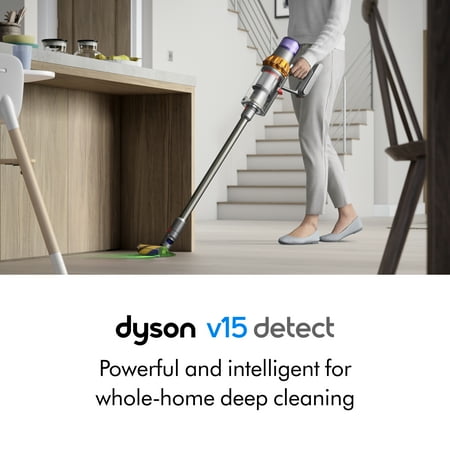 Dyson - V15 Detect Cordless Vacuum with 8 accessories - Yellow/Nickel
