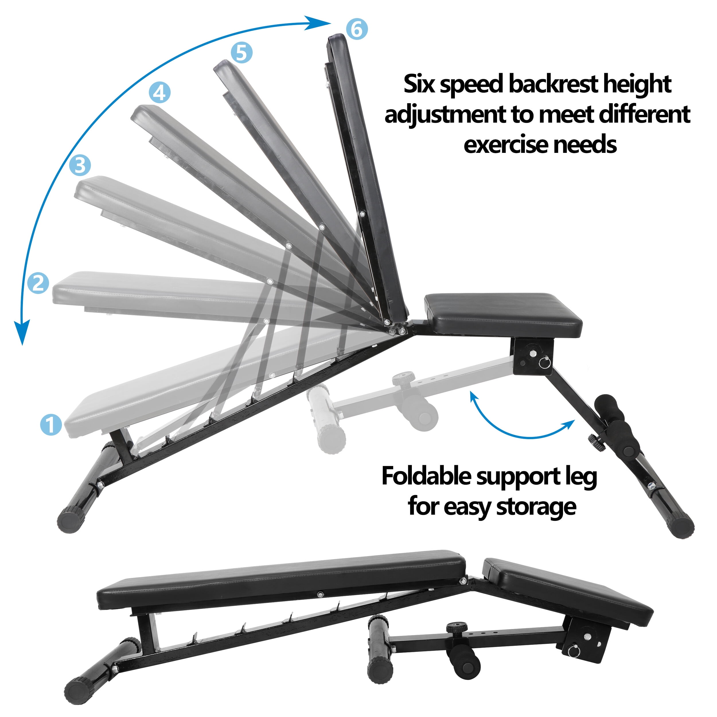 ZenSports Adjustable Weight Bench – Foldable Utility Workout Bench 700LBs Capacity