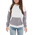 thumbnail image 1 of Sudadera Meitianfacai para niña pequeña y grande, con capucha, moderna, con bloques de color, informal, para primavera, otoño e invierno, gris, talla 13-14 años, 1 of 4