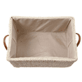thumbnail image 2 of 2X Manual Woven Storage Basket Handmade Laundry Wicker Baskets Sundries Organizer Clothes Toys Container White, 2 of 7