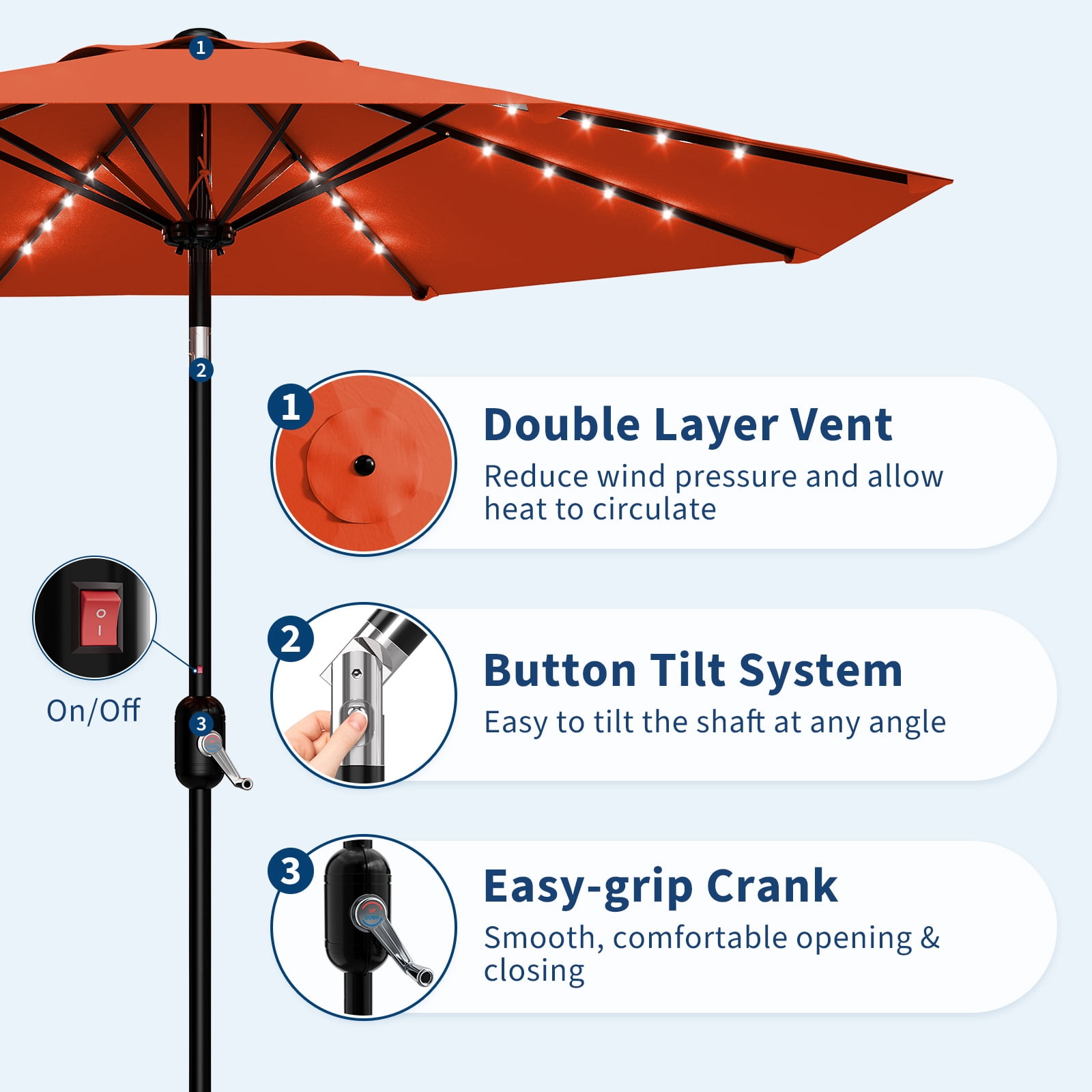 GOGRANT 98.4 in Multicolor Rectangle Market Patio Umbrellas, Fade Resistant