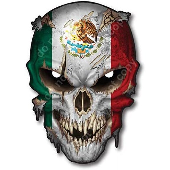 Mexico Flag Skull Vinyl Decal Sticker Truck Car Mexican American