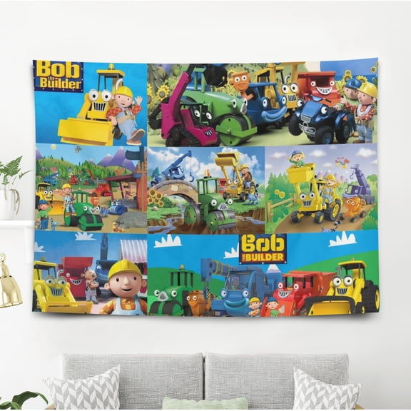 Tapestry for Bob the Builder Bedroom Dorm wall hanging Poster Backgrounds Banner Party Wall Art Decorations Kids Girls Teens Gifts Funny 40×60 inch