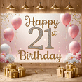 thumbnail image 6 of Pink Balloons 21st Birthday Banner Gold Stars Happy Birthday Display Numbers Floral Decor Birthday Backdrop for 21st Birthday Party Women's Birthday Adult Celebration, 6 of 9