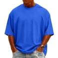 thumbnail image 3 of TQWQT Oversized Tshirts for Men Crew Neck Short Sleeve T Shirts Soft Loose Fit Solid Basic Tees Casual Drop Shoulder Plain Tops Blue M, 3 of 5