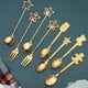 thumbnail image 5 of Juego de 6 cucharas navideñas Cateissary Tenedor cuchara de acero inoxidable ORO2 A, 5 of 6