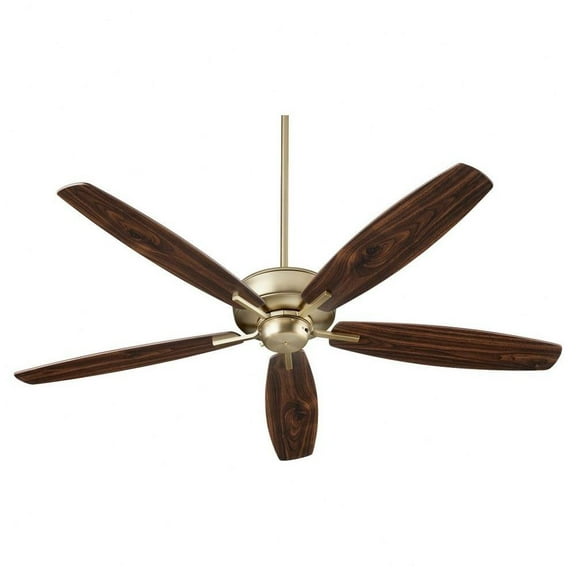 Carlile Way Ceiling Fan in Bailey Street Home Home Collection Style 60 inches Wide By 12.25 inches High-Aged Brass Finish-Dark Oak/Walnut Blade Color