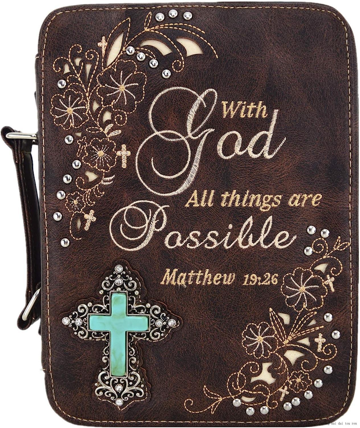 Western Style Embroidered Verse Scripture Bible Cover Book Bibles