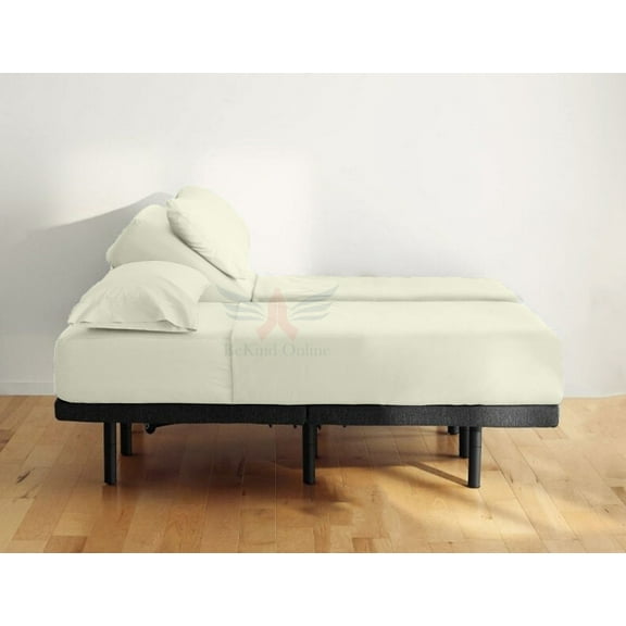 BeKind Online 5-Piece 800 Thread Count Organic Cotton Sateen 18-Inch Deep Pockets Split King Sheet Set - Ivory