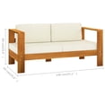 thumbnail image 2 of vidaXL Solid Acacia Wood Garden Sofa with Cushion Outdoor Cream White/Gray, 2 of 11