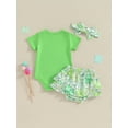 Baby Girls 3Pcs Irish Outfits TShirt + Ruffle Shorts + Headband