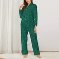 thumbnail image 2 of Pajama Sets for Women 2 Pcs, Teal Marble Button Down Long Sleeve Sleepwear Lounge PJ Sets, 2 of 6