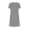 thumbnail image 4 of QUINDOS Dresses for Women 2025 Sundress Beach V-neck Short Sleeve Sun Dresses Summer Solid Color Mid Length Above Knee Mini Womens Dresses, 4 of 4