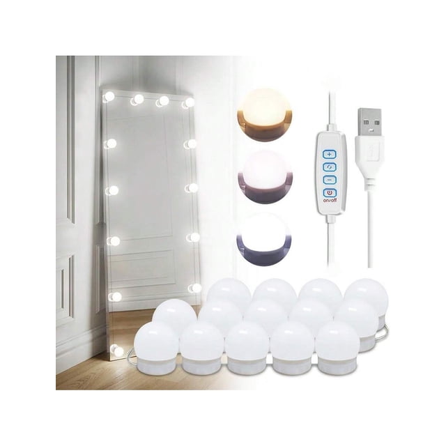 6PCS Vanity Lights For Mirror Style Vanity Lights With Dimmable Bulbs Adjustable Color Brightness USB Cable No Mirror Include,45MM