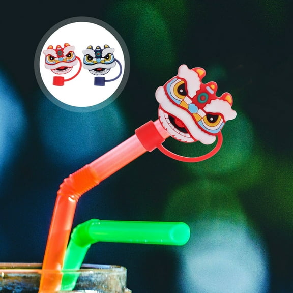 ifundom Silicone Straw Toppers 4-Pack Assorted Colors Reusable Cute Decorations for Themed Parties and Drinks