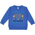 thumbnail image 2 of Inktastic Happy Hanukkah Sweater Style Design with Menorah and Dreidel Toddler Sweatshirt, 2 of 4