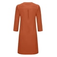 thumbnail image 5 of Robe en Lin de Coton pour Femmes Manches Mi-Longues Robe Unie Col Rond Décontractée Robe de Soirée Tenue de Détente, 5 of 5