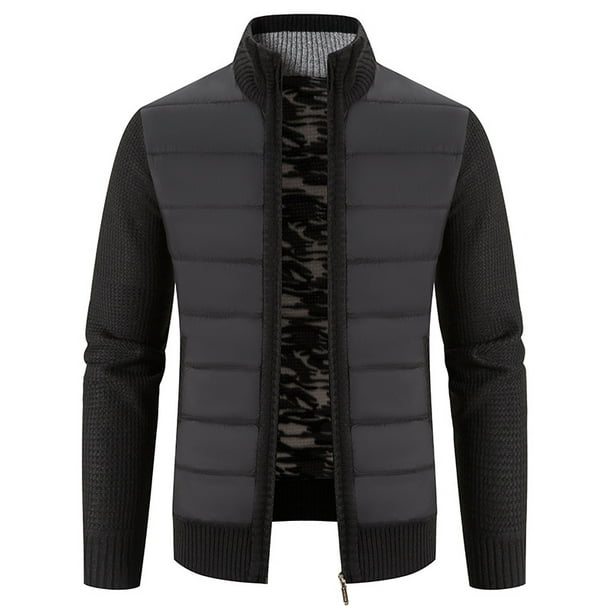 Suéter de cuello alto con forro polar y costuras gruesas para hombre, cárdigan informal de talla grande para hombre