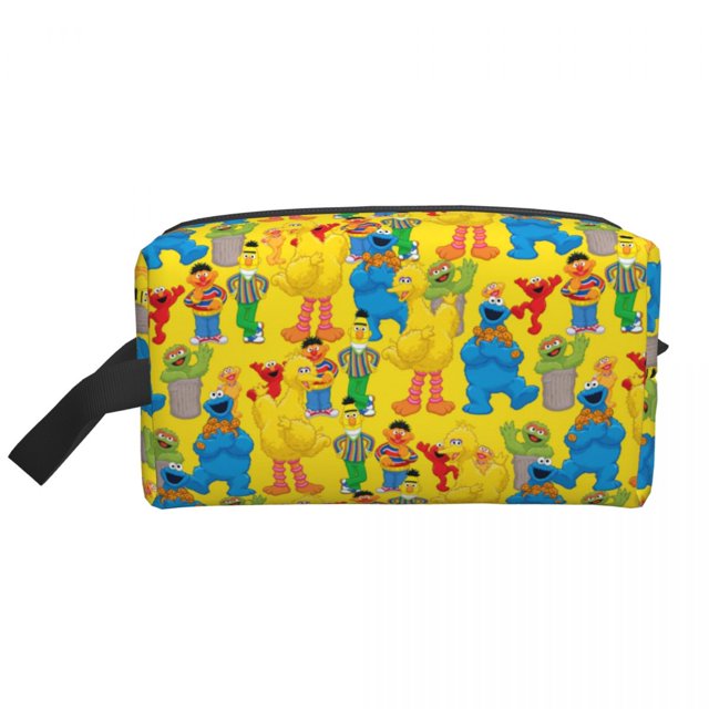 Custom Cookie Monster Face Pattern Cosmetic Bag Kawaii Large Capacity Sesame Street Makeup Case Beauty Storage Toiletry Bags