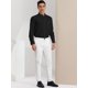 thumbnail image 4 of Pantalones de vestirrayas casuales pahombre Pantalones ajustados de color en contraste con frente plano y corte ajustado Blanco L, 4 of 6