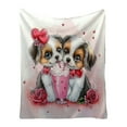 thumbnail image 2 of Cute Couple Dog Kids Throw Blanket, Valentine's Romantic Bed Blanket for Couple ,Cartoon Puppy Cat Animal Pet Fleece Blanket,Red Pink Fuzzy Blanket,, 2 of 6