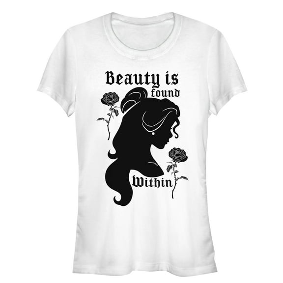 Junior's Beauty and the Beast Within Graphic Tee White Small