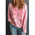 thumbnail image 3 of Women's Pink Leopard Bowknot Printed Crewneck Sweatshirt, 3 of 7