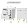 thumbnail image 4 of Eclife Set of 2 Modern White Nightstand Bedside Table with Gold Handle Leg Line End Table Side Table for Bedroom Living Room, 4 of 10