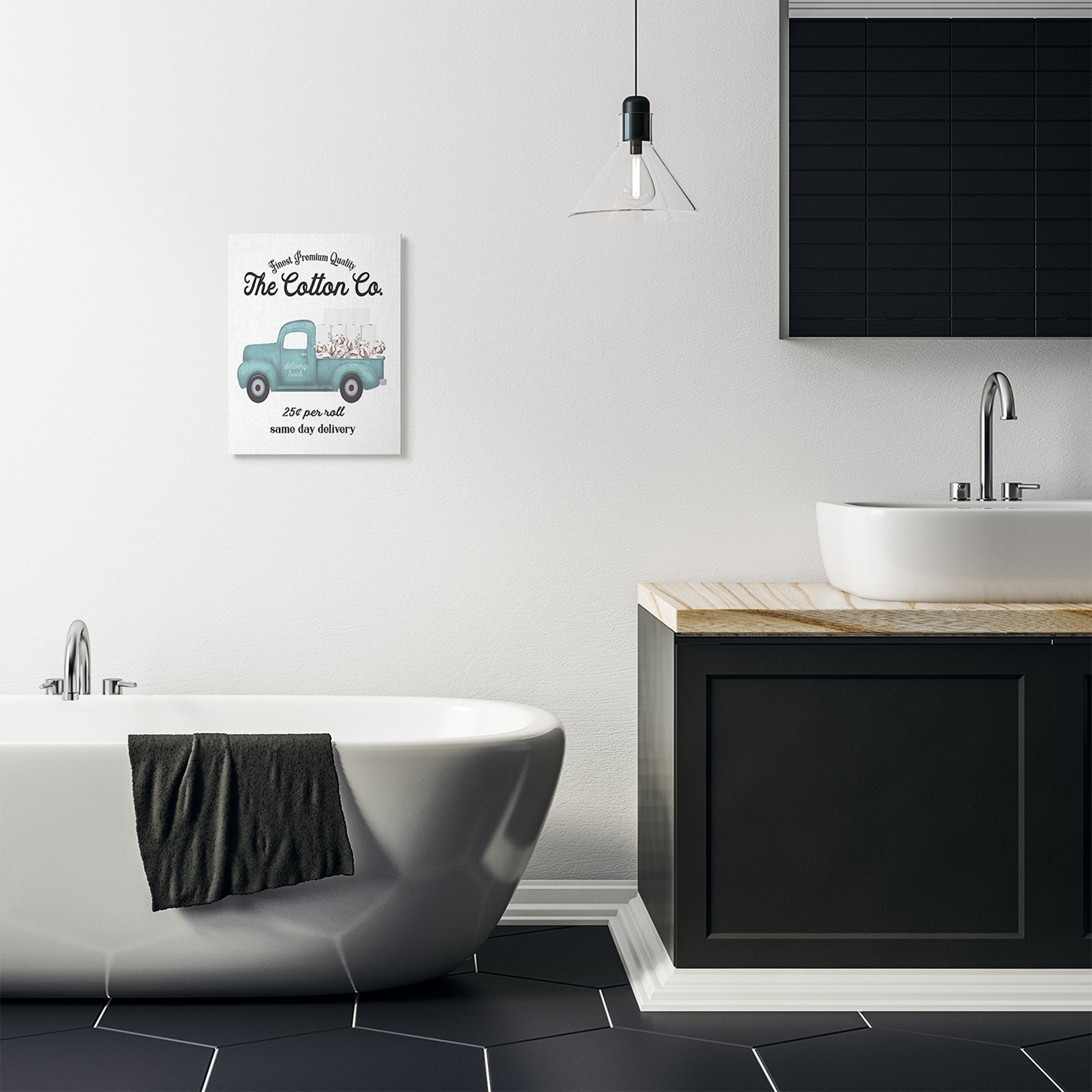 Stupell Industries Toilet Paper Cotton Co Delivery Truck Bathroom Word Design Canvas Wall Art by Lettered and Lined