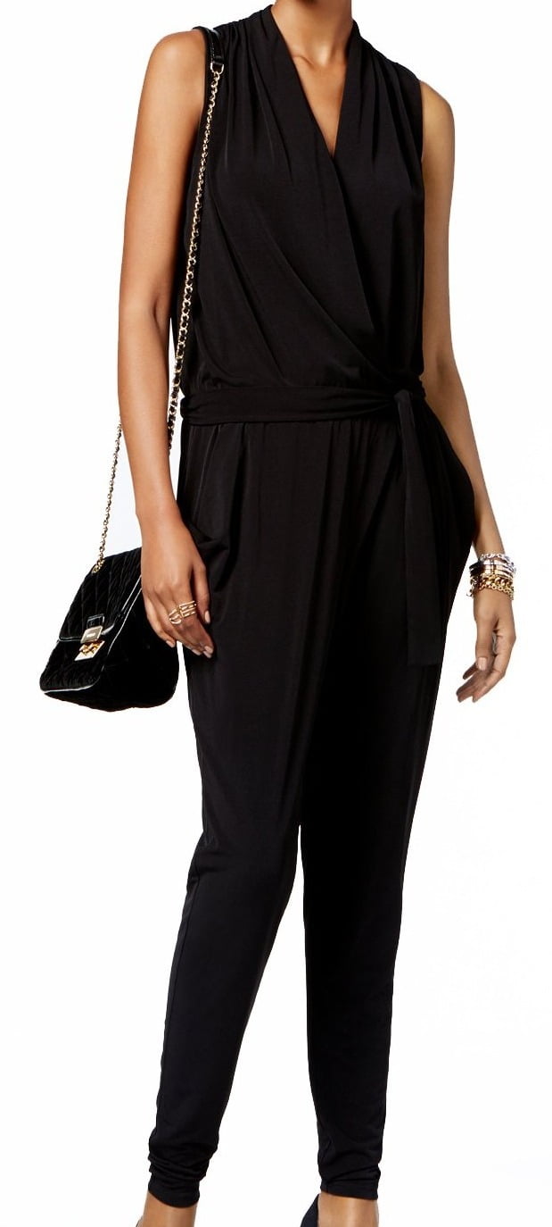 Michael Kors MICHAEL KORS Womens Black Sleeveless V Neck Tunic Harem