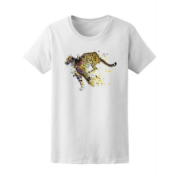 Cheetah Watercolor  With Splash T-Shirt Women -Image by Shutterstock, Female x-Large